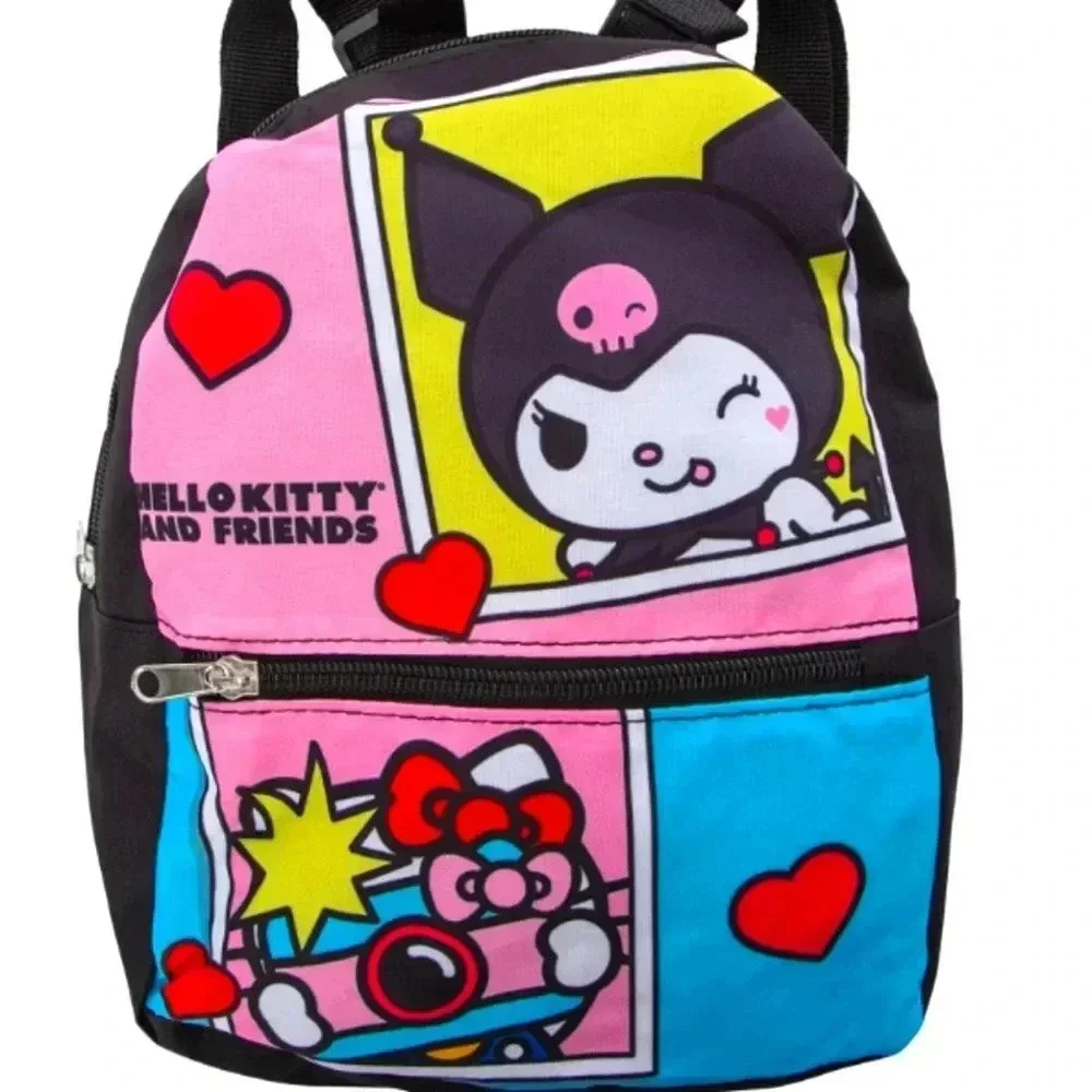 Pink black yellow blue Sanrio Hello Kitty and friends backpack zippered hearts